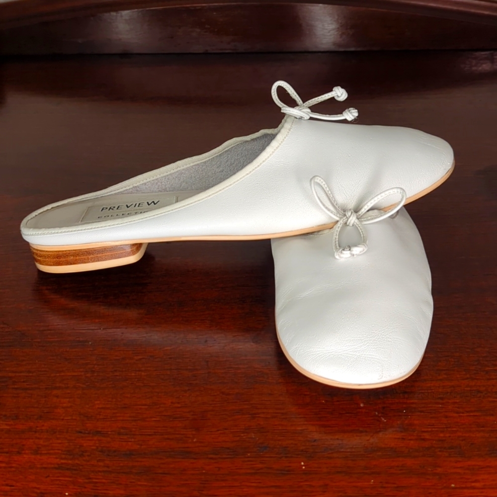 Leather ballet flat mules
